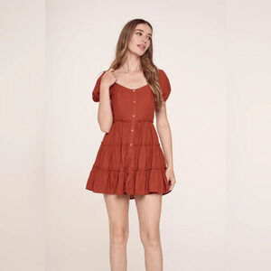 Trixxi Brick Button Front Dress Size M LNC